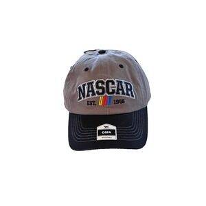 Nascar NWT Gray and Black Hat One size Fits Most Adjustable Strap
